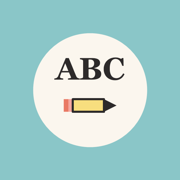 Pencil and the letters A B C