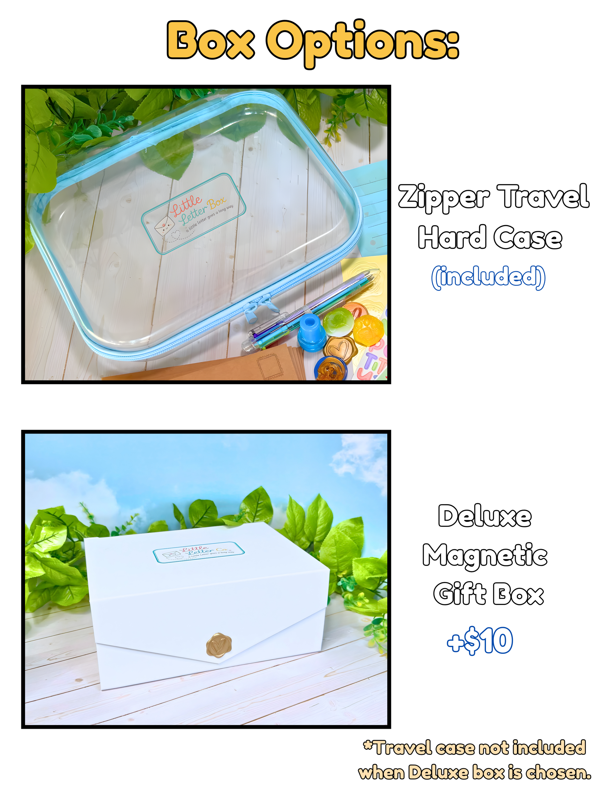 Little Letter Box contents laid out flat - kids letter writing kit
