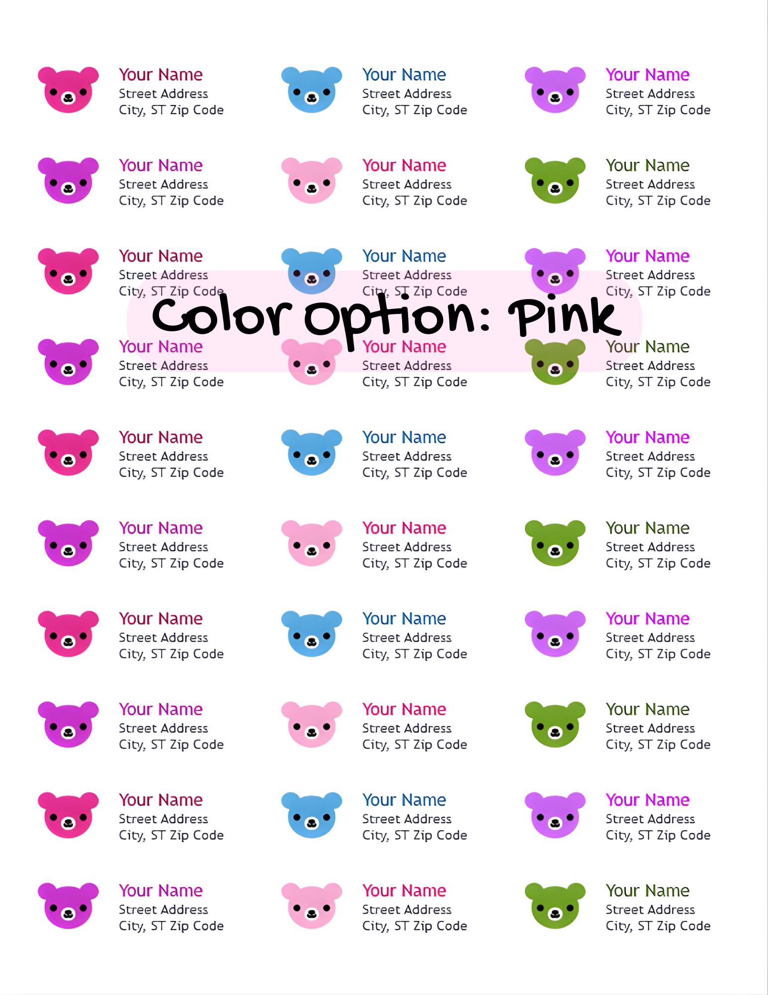 Classic Pink personalized return address labels for kids, hearts and florals theme