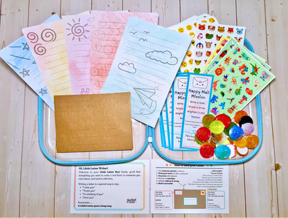 Stationery, envelopes, and stickers from the Little Letter Box Classroom Set