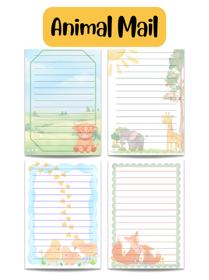 Animal Mail stationery - animal themed letter paper close-up