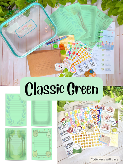 Classic Green stationery for the Little Letter Box - green letter paper for kids