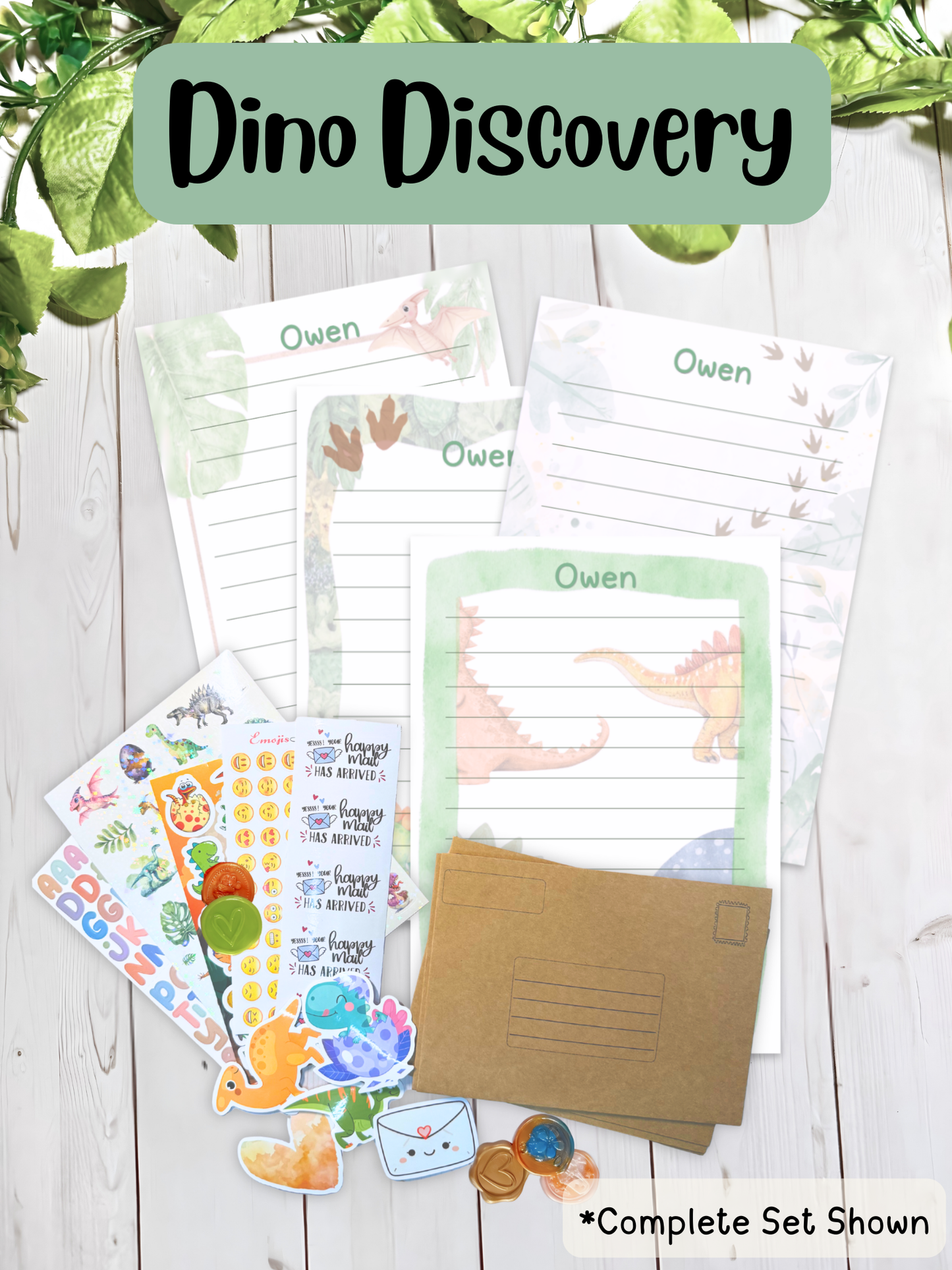 Dino Discovery stationery refill set, dinosaur themed kids letter writing paper