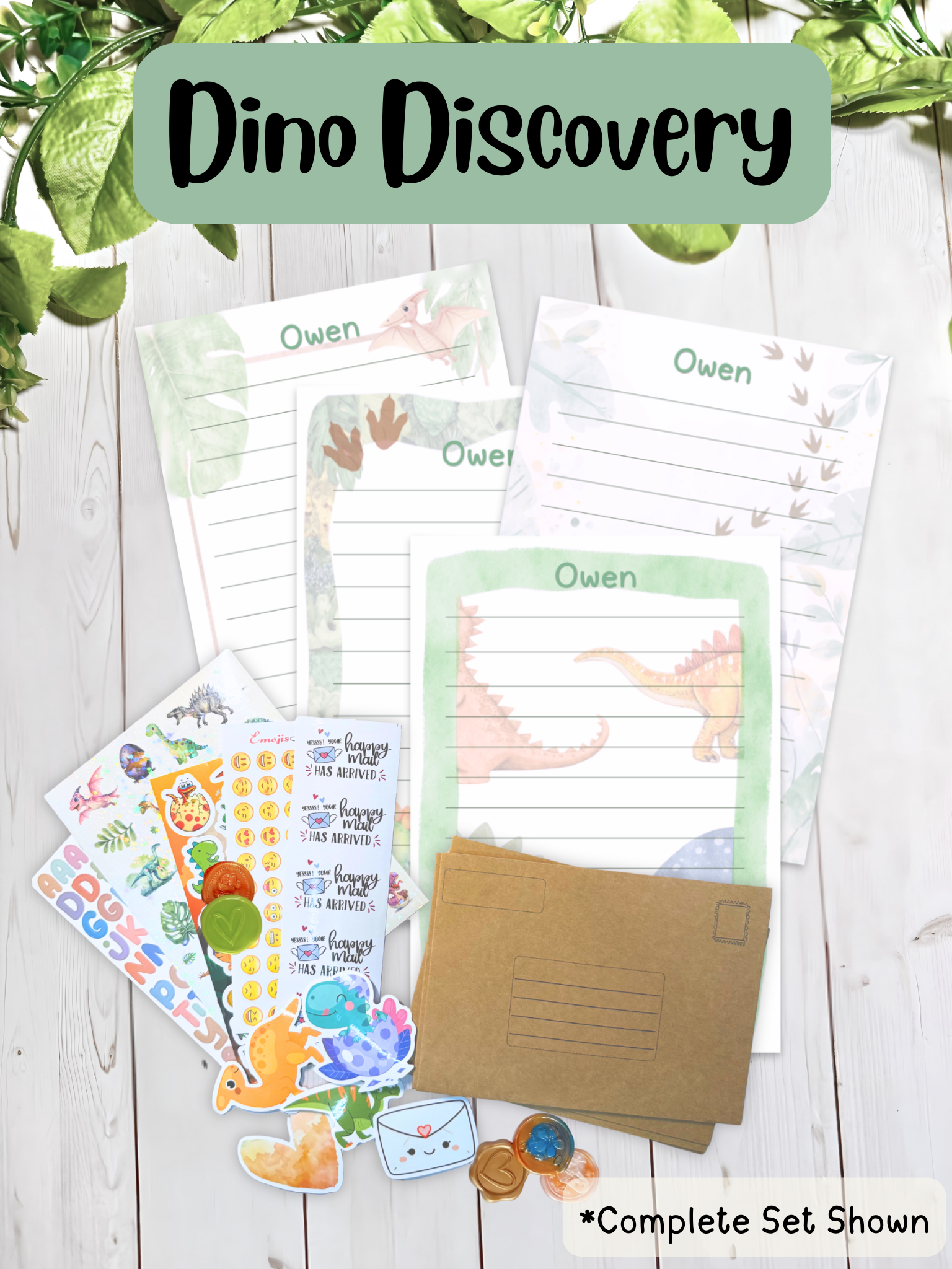 Dino Discovery stationery refill set, dinosaur themed kids letter writing paper