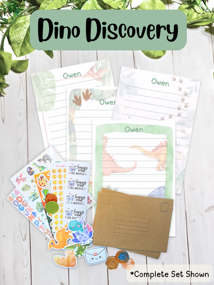 Dino Discovery stationery refill set, dinosaur themed kids letter writing paper