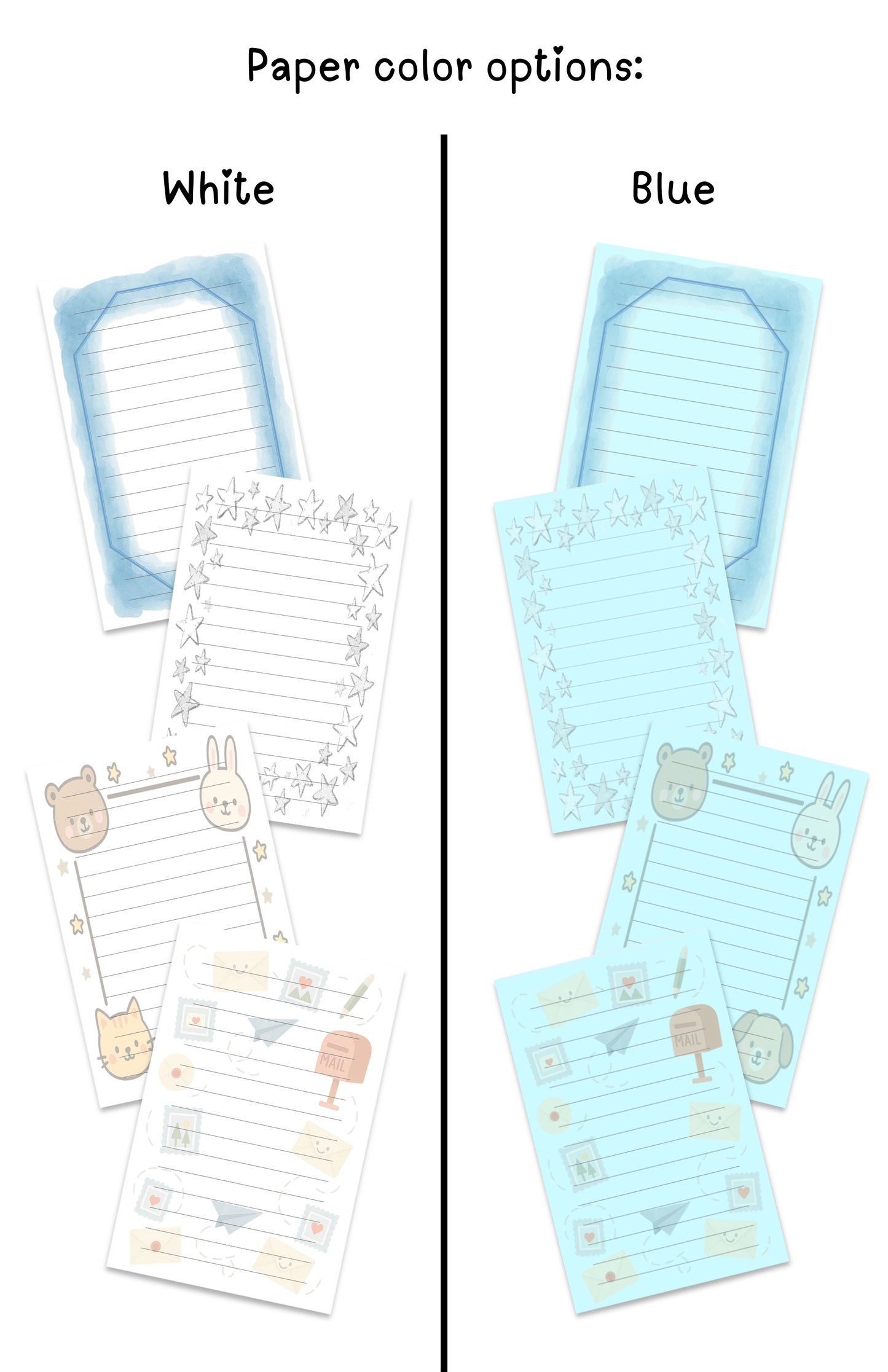 Classic Blue personalized kids stationery with blue letter writing paper