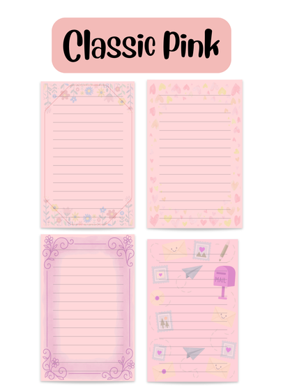 Classic Pink stationery for girls - letter paper close-up