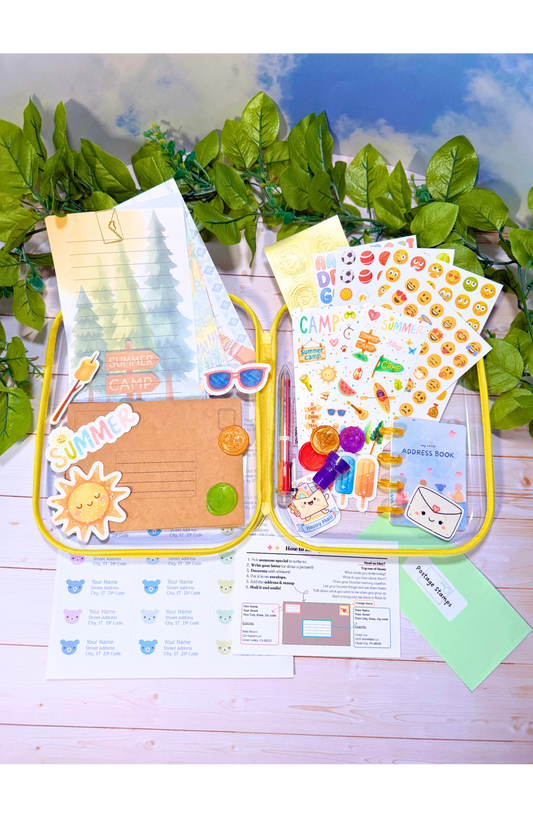 Summer Camp Letter Box - pre-stamped letter writing kit for kids at sleepaway camp