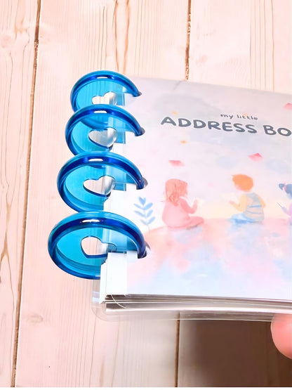 Mini address book color options in Pink, Blue, and Yellow covers