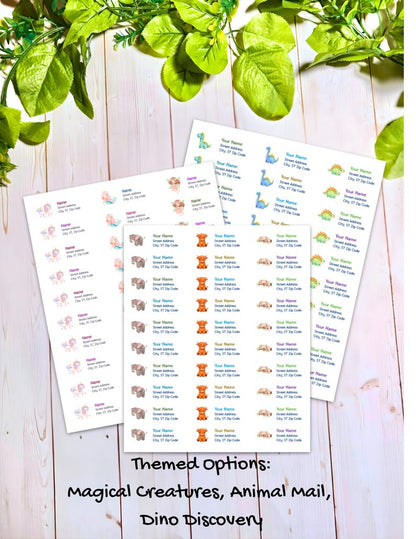Personalized return address labels, 30 labels per sheet, peel and stick