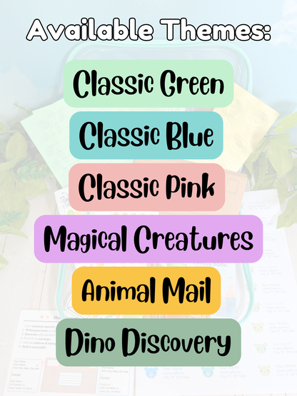 Kids stationery set - six theme options for personalized letter writing